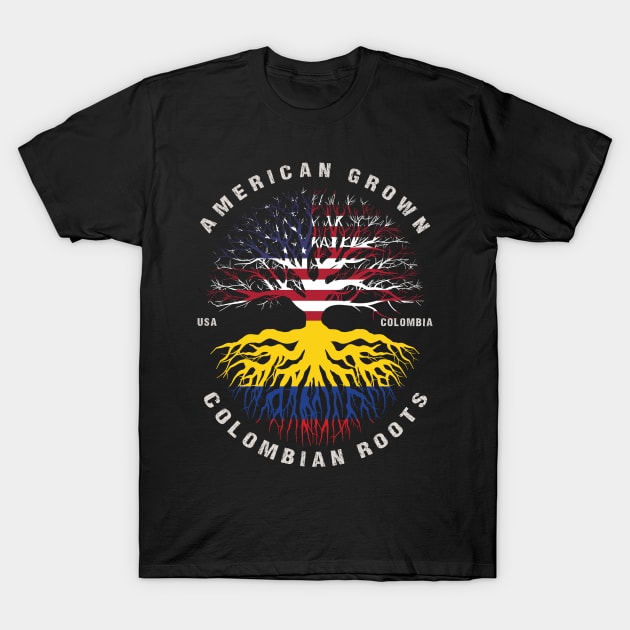 American Grown Colombian Roots Colombia Flag T-Shirt by heart teeshirt